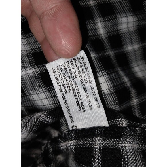 Knox Rose Women’s Medium Open Front Plaid Flannel Roll Tab 3/4 Sleeve Shirt Top - Picture 6 of 6